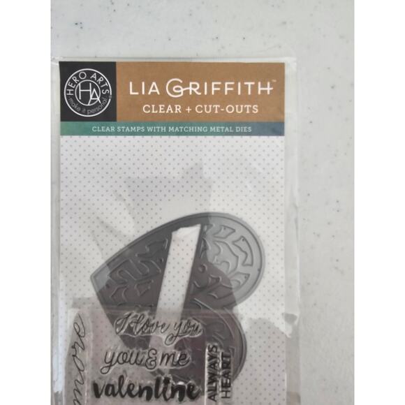 Lia Griffith Clear Rubber Stamp and Die Set Valentines Day - Picture 2 of 3